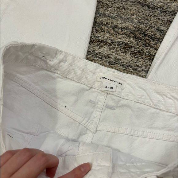 Good American Cropped Boyfriend Jeans Sz 8/29 NWT | Good American White Jeans - Picture 5 of 16